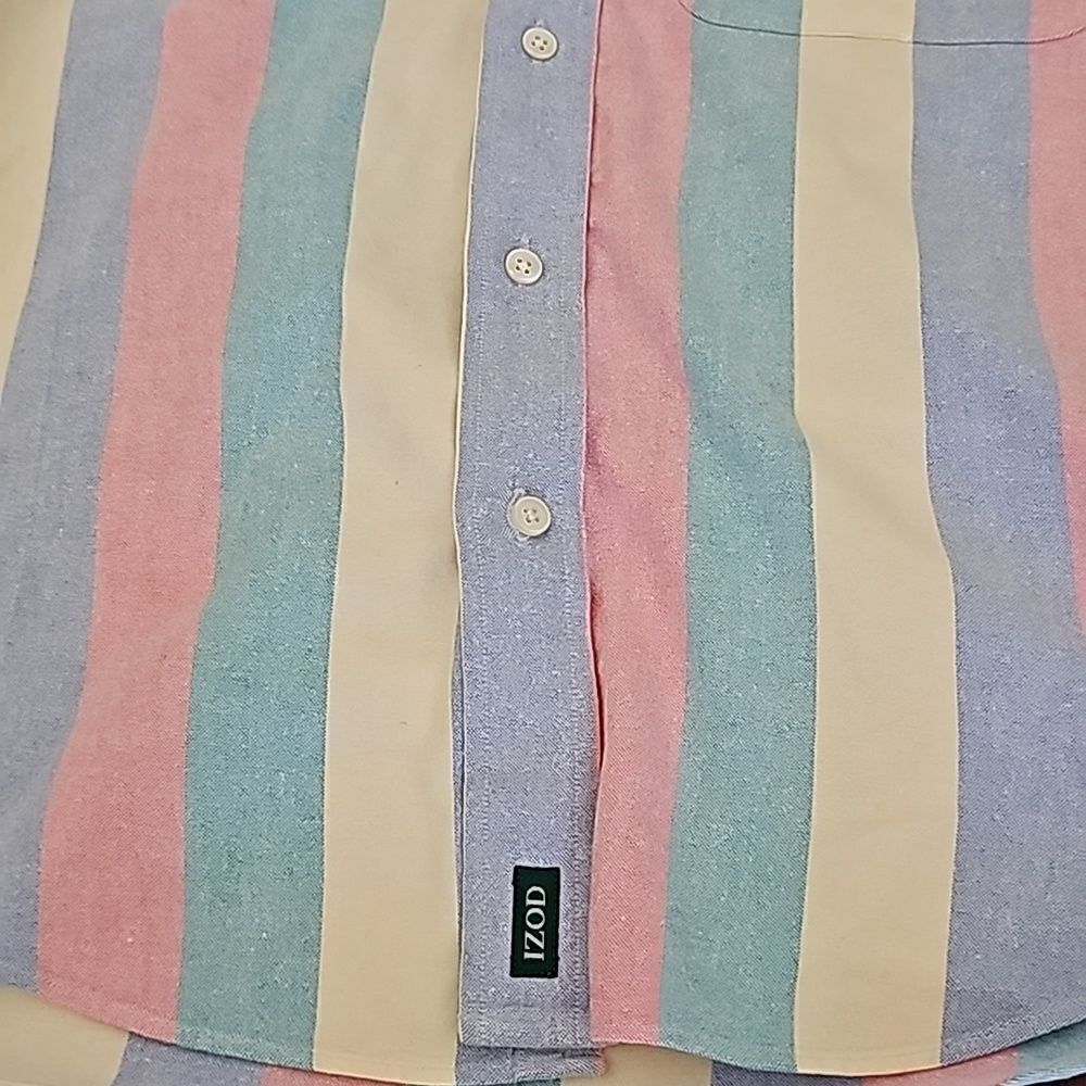 Izod Multi-Colored Stripe Color Block Button Down… - image 3